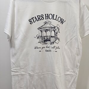 Stars Hollow Gilmore Girl Hand Heat Pressed Gildan Size M White Womens T-shirt
